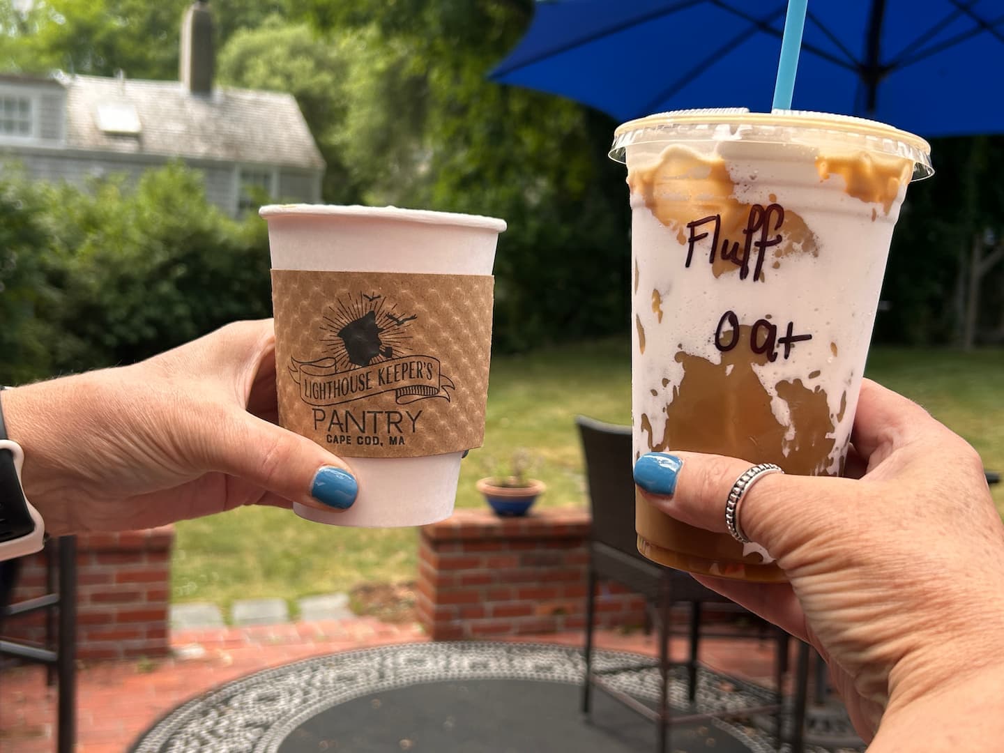 Coffee from Lighthouse Keeper's Pantry, a Cape Cod Cafe across the street from our bed and breakfast
