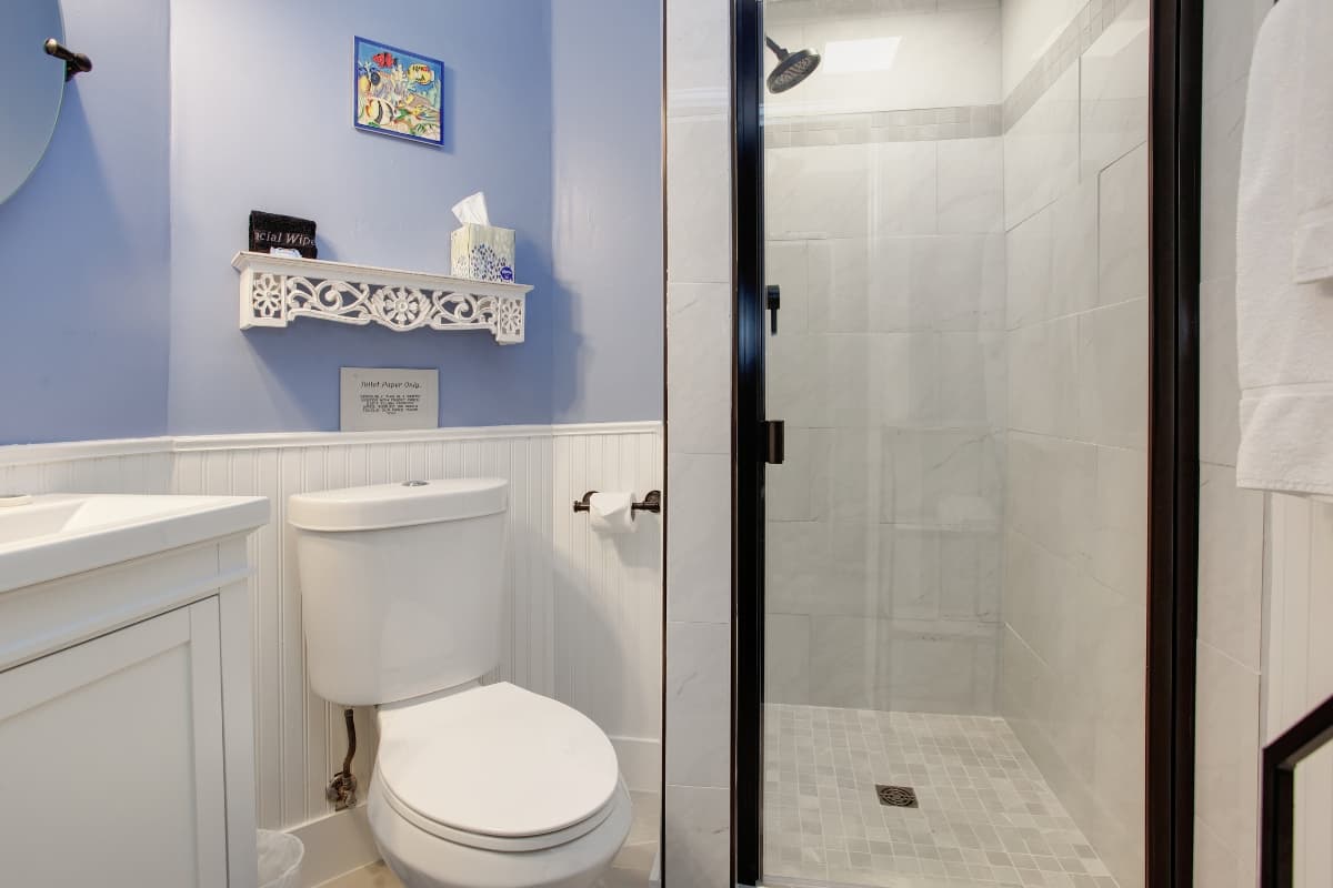 Walk in shower in the Harborside Room