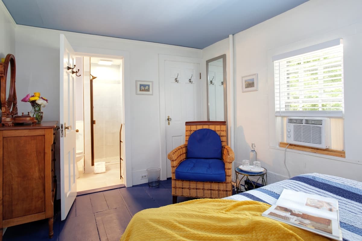 The Harborside room, looking towards the on suite bathroom